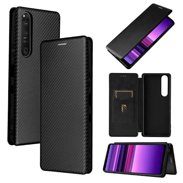 Xperia 1 III Flipfodral Kortfack CarbonDreams Svart