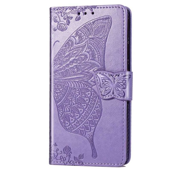 iPhone X / XS -lompakkokotelo PU-nahkainen 4-POCKET Motif Butterfly Lila