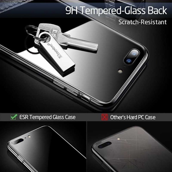 iPhone 7 Stötdämpande Skal 9H Härdat Glas Baksida Glassback Transparent