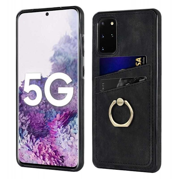 Samsung S20 Plus Mobilskal med Korthållare Retro V4 Svart