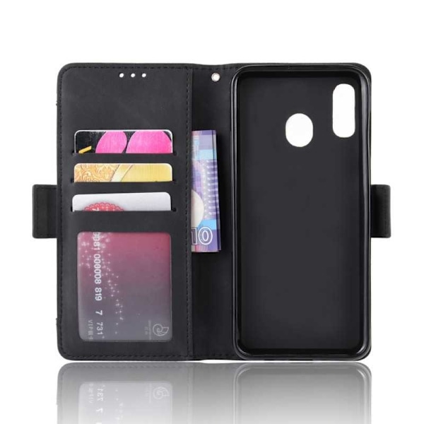 Samsung A20e tegnebog etui PU-læder 6-SLOT Winston V3 Black