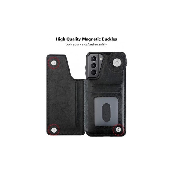 Samsung S22 Plus Shockproof Cover Card Holder 3-SLOT Flippr Black