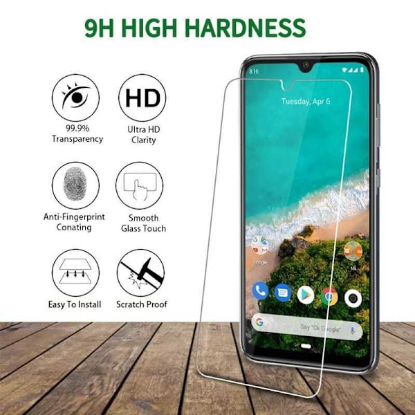 2-PACK Xiaomi Mi A3 Hærdet glas 0,26 mm 2,5D 9H Transparent