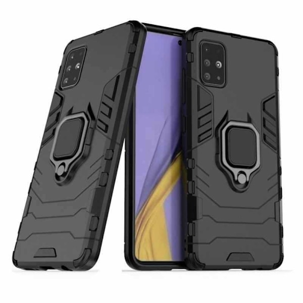 Samsung A71 iskunkestävä kotelo ThinArmor sormustelineellä Black