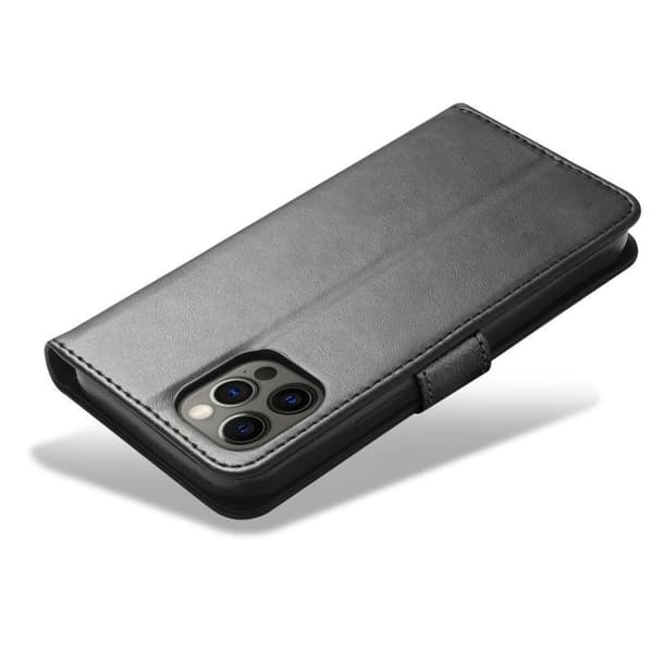 iPhone 15 Pro Wallet Case PU-nahkainen 4-POCKET Black