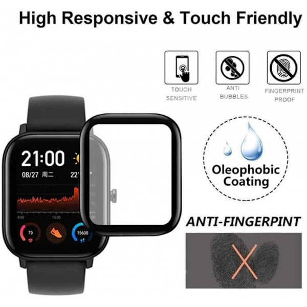 2-PACK Amazfit GTS FullFrame 3D hærdet glas 0,26 mm 9H Transparent