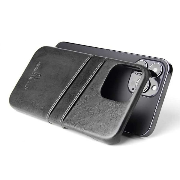 iPhone 15 Pro Skal Korthållare Retro Svart