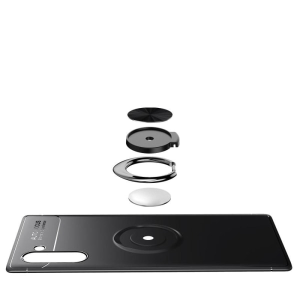 Samsung Note 10 Praktisk Stöttåligt Skal med Ringhållare V3 Black