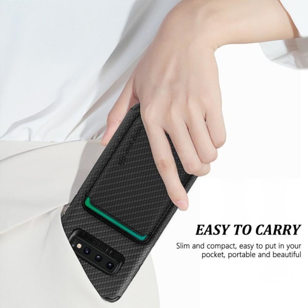 Samsung S10 Stöttåligt skal med Magnetisk Korthållare Magsafe RF Svart