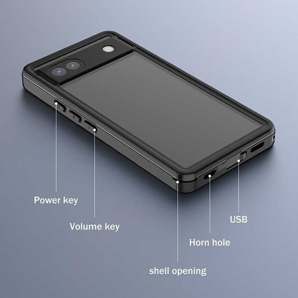 Google Pixel 6a Heltäckande Vattentät Premium Skal - 2m Svart