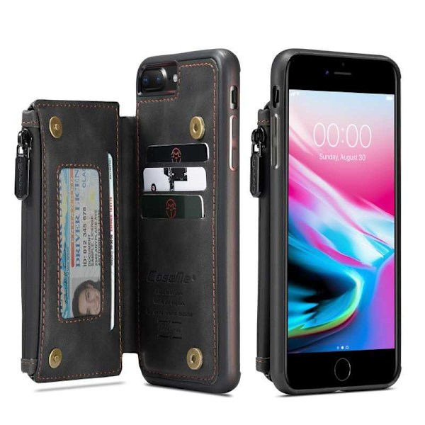 iPhone 7 Plus -suojuskorttipidike ja vetoketju 5-FACK CaseMe Flippr Black