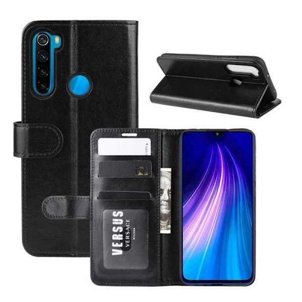 Xiaomi Redmi Note 8 Plånboksfodral PU-Läder 4-FACK Svart