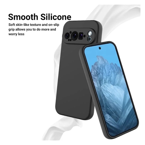 Google Pixel 9 Pro XL Gummibelagd Mattsvart Skal Kameraskydd Liquid - Svart