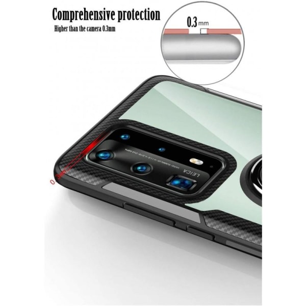 Huawei P40 Pro Praktisk Stöttåligt Skal med Ringhållare V4 Svart