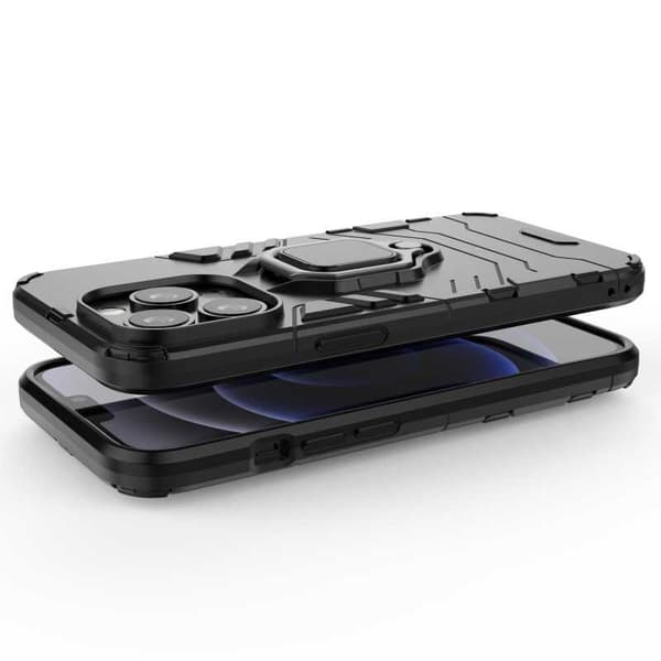 iPhone 13 Pro Max iskunkestävä kotelo rengaspidikkeellä ThinArmor Black