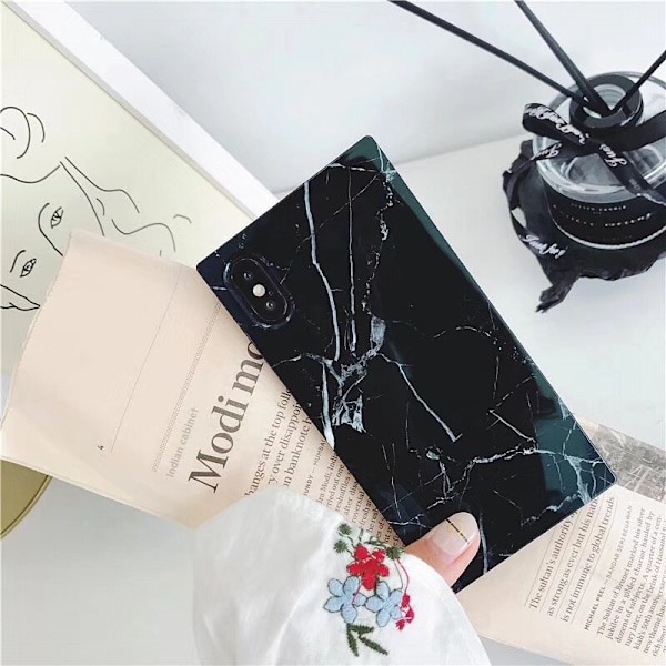 iPhone XS Max Stilfuld Marble Shell Square Vit