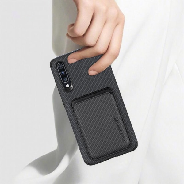 Samsung A70 Understøttet Shell med magnetisk Card Keeper Magsafe Black