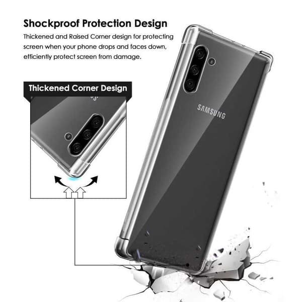 Samsung Note 10 iskuja vaimentava silikonikuori Shockr Transparent