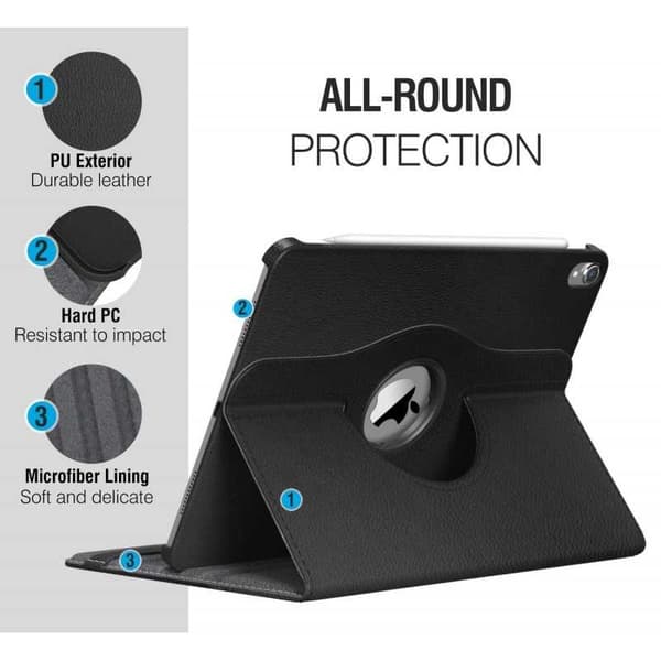 Flexibelt Roterbar Fodral iPad Mini 4 Svart