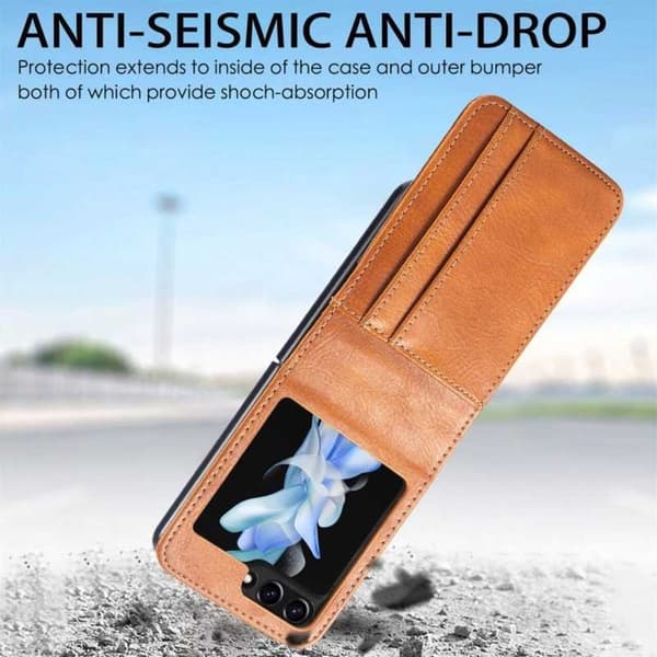 4-ROM-lompakkokotelo Samsung Z Flip 5 - vaaleanruskea