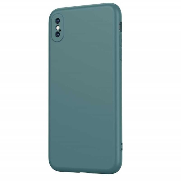 iPhone XS Max Gummibelagd Mattgrönt Skal Kameraskydd Liquid - Grön