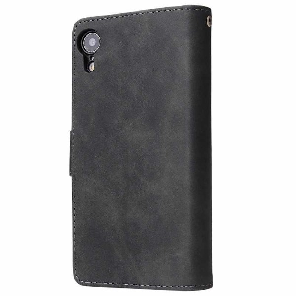 iPhone XR Multifunktionellt Plånboksfodral Zipper 8-Fack Svart