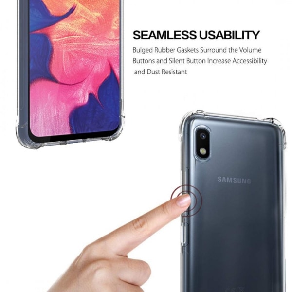 Samsung A10 Stöttåligt Skal med Förstärkta Hörn Transparent