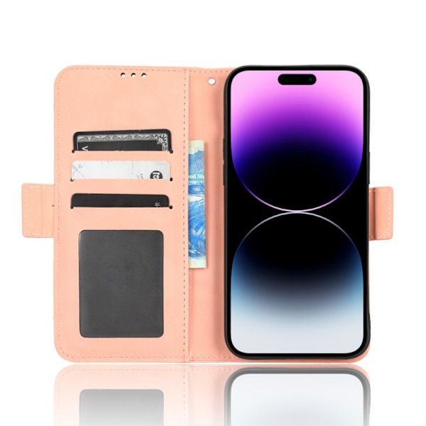 iPhone 14 Pro Plånboksfodral PU-Läder 6-FACK Winston V3 - Rosenguld Rosa guld