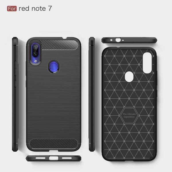 Xiaomi Redmi Note 7 Iskunkestävä SlimCarbon-kuori Black