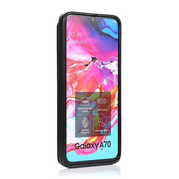 Samsung A70 Stöttåligt Skal Korthållare 3-FACK Flippr V2 Svart Svart