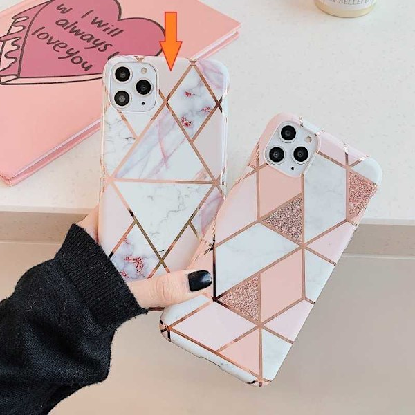 iPhone 13 Pro Max Stilfuldt Marble Cover Premium Pink