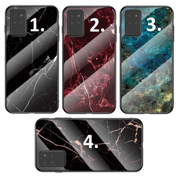Samsung Note 20 Marble Shell 9H Tempered Glass Back Glassback V2 Black Svart/Vit