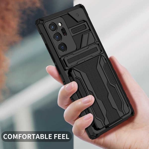 Samsung Note 20 Ultra Iskunkestävä Kansi Jalusta ja korttipaikka ThinArmor V3 Black