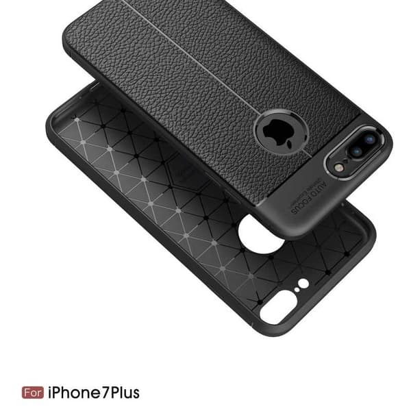 iPhone 7 Plus Stöttåligt & Stötdämpande Skal LeatherBack Svart