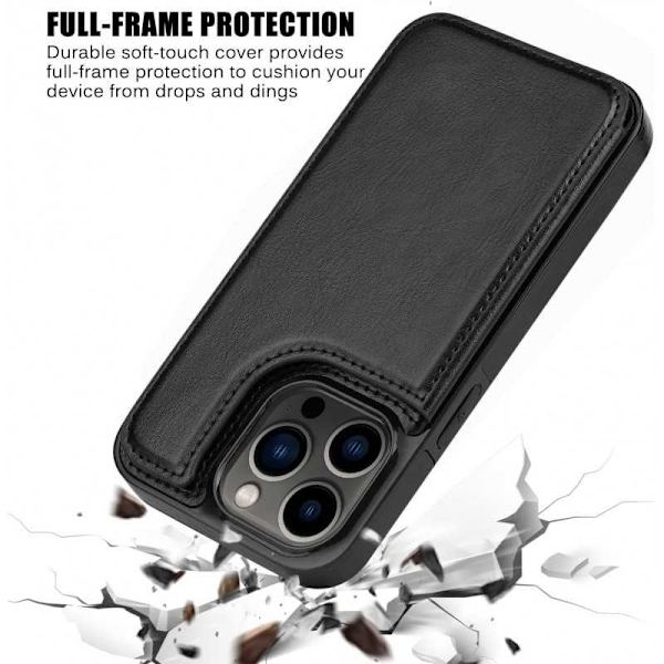 iPhone 13 Pro Shockproof Cover Kortholder 3-SLOT Flippr Svart