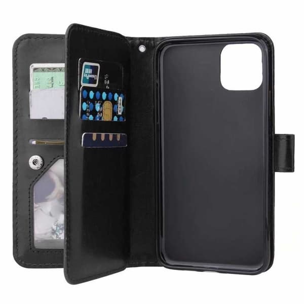 iPhone 14 Pro käytännöllinen lompakkokotelo 12-taskuisella Array V4:llä Black