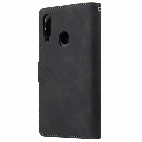 Samsung A20s Multifunktionellt Plånboksfodral Zipper 8-Fack Svart