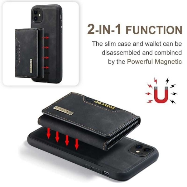 8-POWER iPhone 11 Stødsikkert cover med magnetkortholder DG.MING Afmonter Black