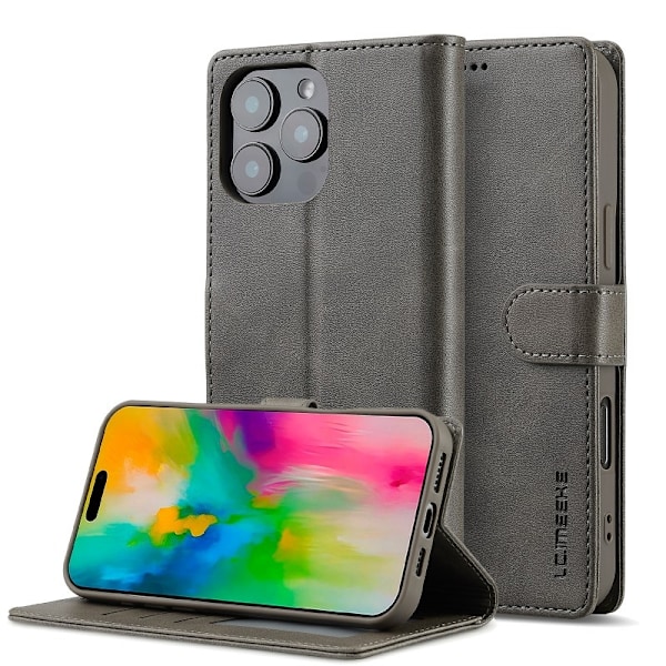 LC.IMEEKE Plånboksfodral iPhone 16 Pro Max - Grå