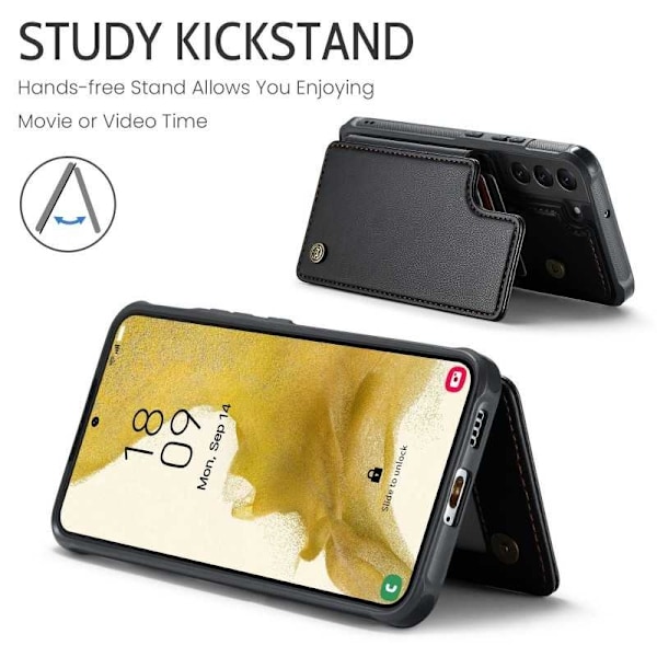 CaseMe Stöttåligt Skal Korthållare Stativ 4-Fack Samsung S22 Plus Svart