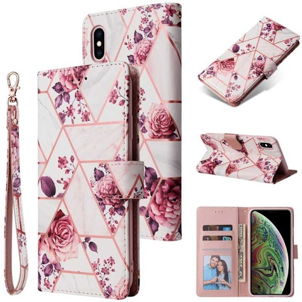 iPhone X / XS Trendy Pung-etui Sparkle 4-RUMMET Pink