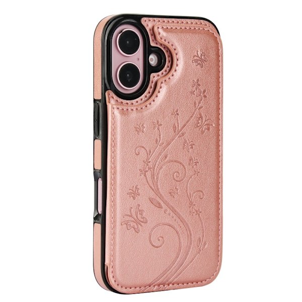 iPhone 16 Stöttåligt Skal Korthållare 3-FACK Flippr V2 Rosenguld