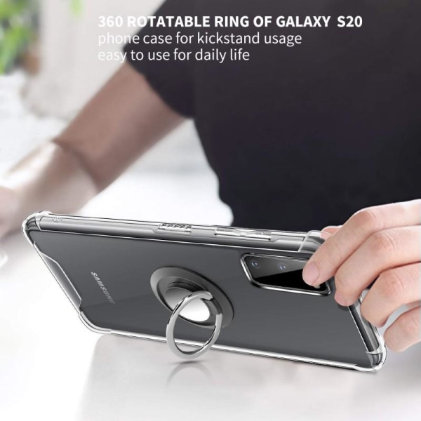 Samsung Galaxy S20 stødsikkert cover med ringholder frisk Transparent