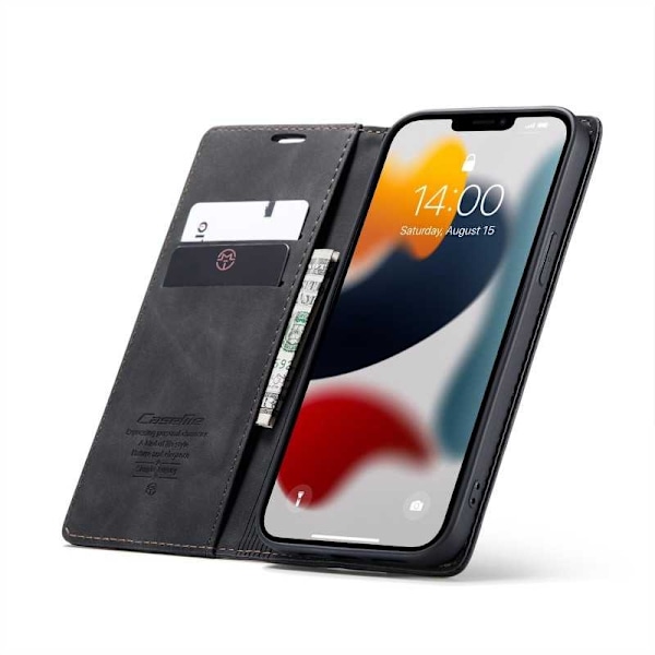 iPhone 13 Eksklusiv Elegant Flip Cover CaseMe 3-RUMMET Black