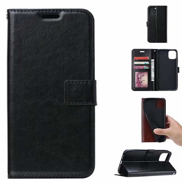 iPhone 11 -lompakkokotelo PU-nahkaa, 4 osastoa Black