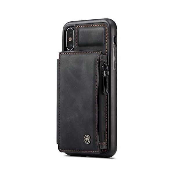 iPhone X Case korttipidike ja vetoketju 4-POCKET CaseMe Flippr Black