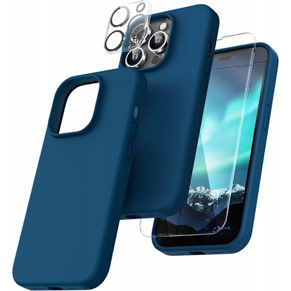 3in1 Gummibelagt Stilrent Skal iPhone 14 Pro Max - Blå