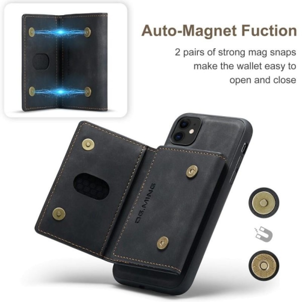 8-FACK iPhone 11 Stöttåligt Skal med Magnetisk Korthållare DG.MI Svart