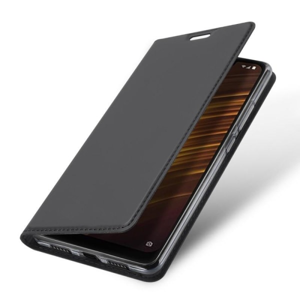Xiaomi Pocophone F1 Flip Case Skin Pro korttilokerolla Svart