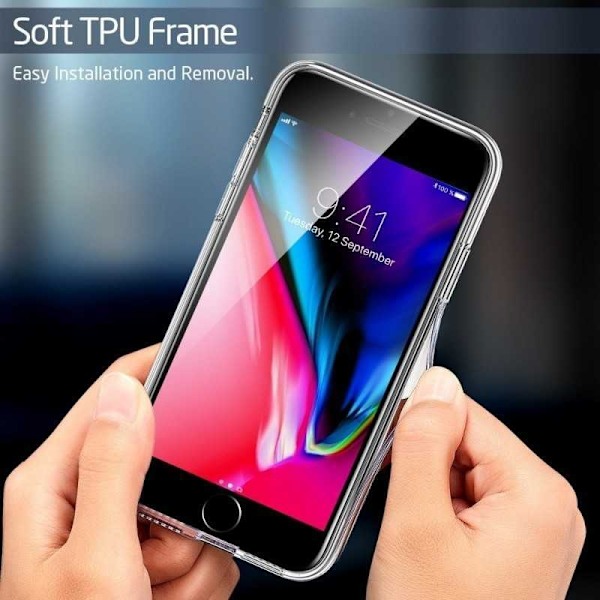 iPhone 8 stødabsorberende skal 9H hærdet glas bagside af glas Transparent